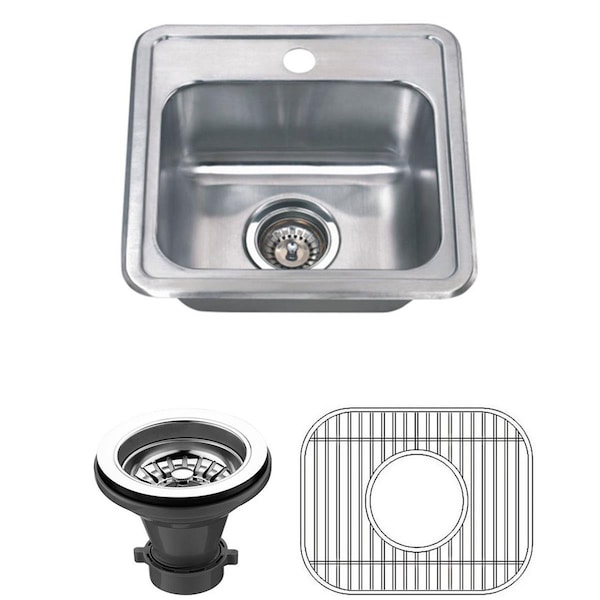 Wells Sinkware 15 in. 22 Gauge Drop-in Single Bowl Stainless Steel Bar Sink CMT1515-6 - main